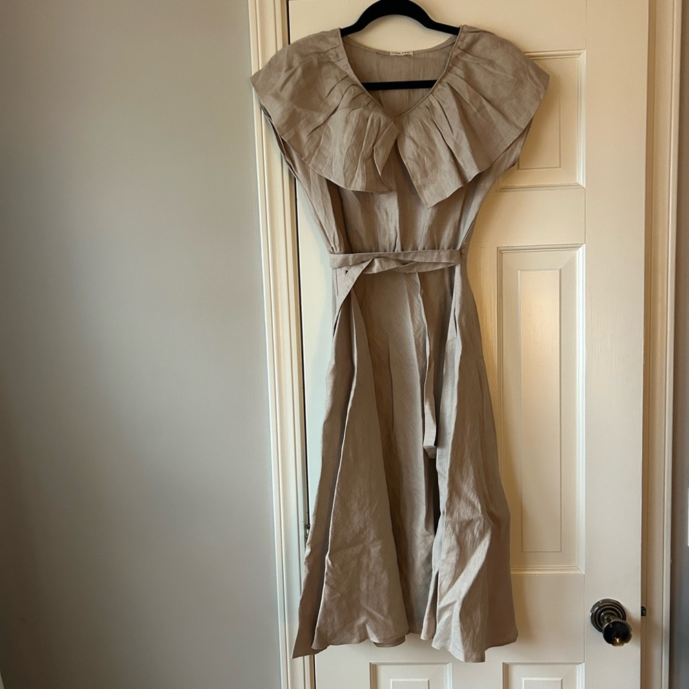 Oversized Collar Verlinne Linen Dress